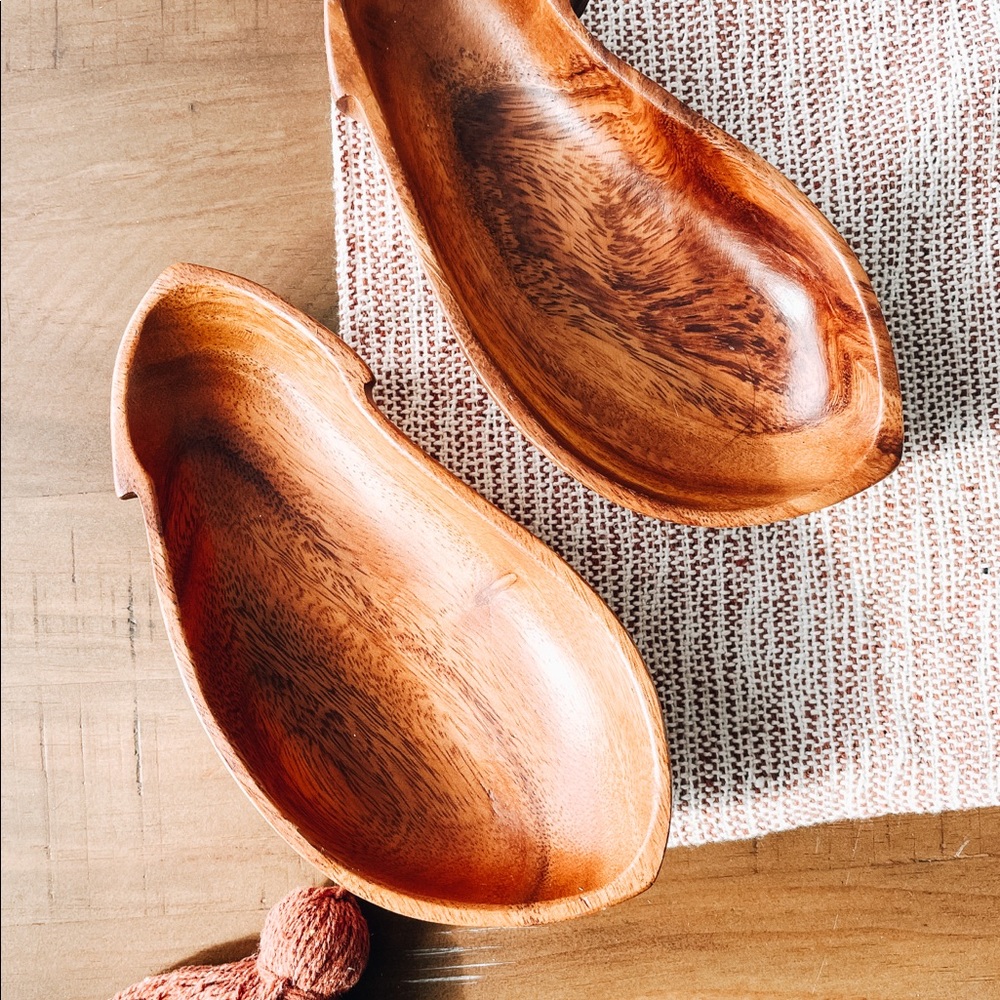 Eggplant wood bowl set